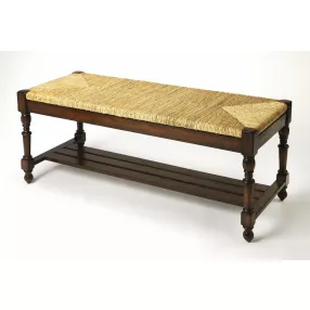 48" Natural and Brown Distressed Wicker Bench