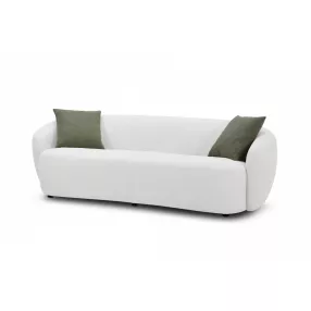 90" Off White Textured Fabric Sofa