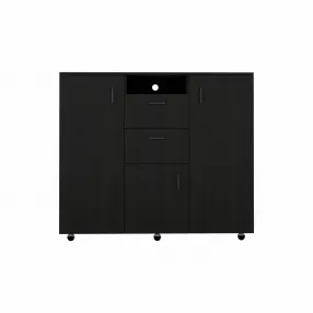 Black Three Door Closet with Two Drawers