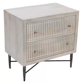 28" Brushed Ivory Two Drawer Nightstand