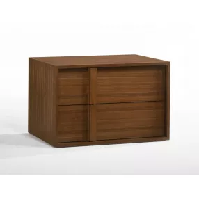 Modern Walnut Nightstand with Two Integrated Drawers