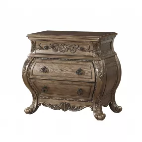 34" Champagne Novelty Three Drawers Solid Wood Nightstand