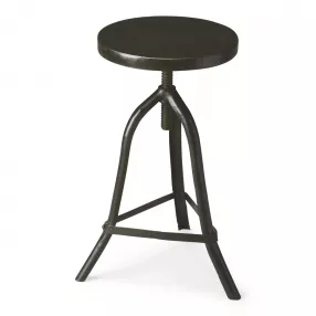 " Black Iron Backless Adjustable Height Bar Chair
