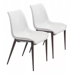 Stich White Faux Leather Side or Dining Chairs Set of 2 Chairs