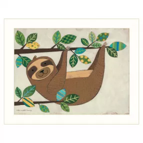 Hanging Sloth I 2 White Framed Print Wall Art