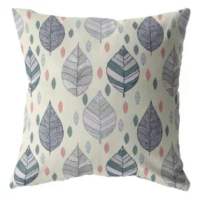 Gray suede throw pillow with zippered leaves design