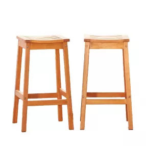 Natural wood patio dining stool with a smooth finish and sturdy design
