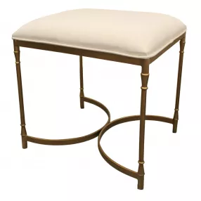 21" Ivory And Brass Iron Backless Bar Chair