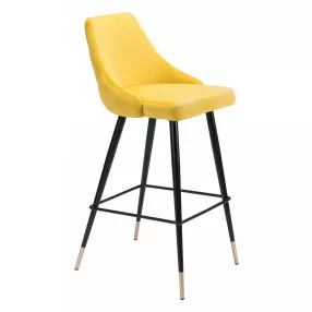 30" Yellow And Black Steel Low Back Bar Height Bar Chair