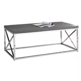 44" Gray And Silver Iron Coffee Table