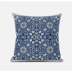 Gray paisley zippered suede throw pillow with floral design and artistic tableware elements