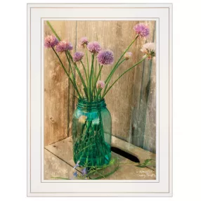 Country Chives 1 White Framed Print Wall Art