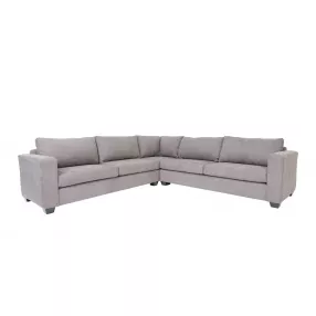 Gray Polyester Blend L Shaped Three Piece Sectional