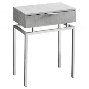 23" Silver And Gray End Table With Drawer