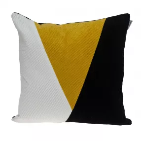 Soft touch yellow highlight throw pillow with patterned linen cushion design