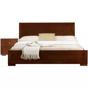 Moma Walnut Wood Platform Twin Bed With Nightstand