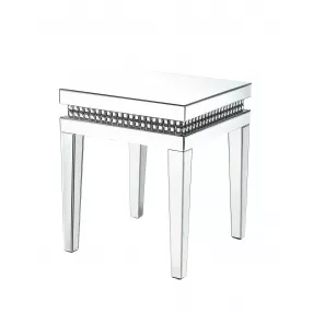 24" Clear And Silver Mirrored Square Mirrored End Table