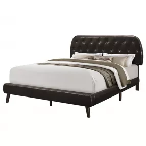 Tufted Brown Standard Bed Upholstered With Headboard