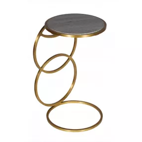 21" Gold And Gray Marble And Iron Round End Table