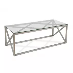 46" Silver Glass And Steel Coffee Table