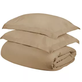 Beige blend thread count washable duvet cover with a comfortable and soft texture