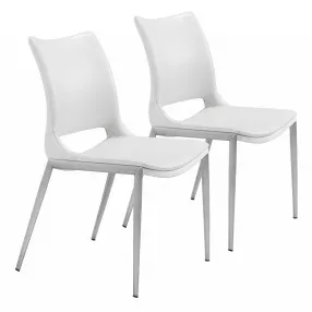 Cradle White Faux Leather Side or Dining Chairs Set of 2