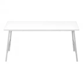 40" White And Silver Rectangular Coffee Table