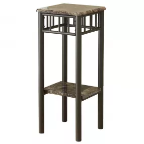 28" Black And Cappuccino Genuine Marble Look Square End Table