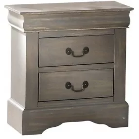 16" Gray Wash Two Drawer Nightstand With Solid Wood Top