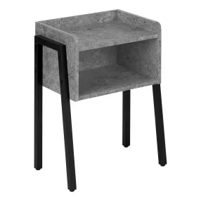 23" Black And Grey Faux Stone End Table With Shelf