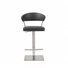 20" Black And Silver Stainless Steel Bar Chair