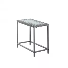 22" Gray And White Tile End Table