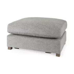 26" Gray Polyester And Brown Cocktail Ottoman