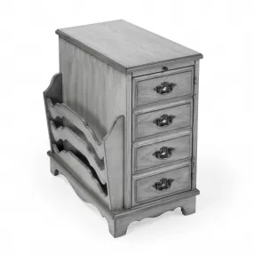 24" Gray Manufactured Wood Rectangular End Table With Four Drawers And Shelf