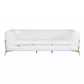 93" White And Silver Italian Leather Sofa