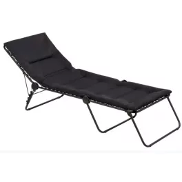 Premium Black Steel Black Cushion Chaise Lounge