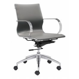 Gray Ergonomic Conference Room Low Back Rolling Office Chair