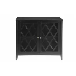 Black MDF cabinet with rectangle pattern door and wood texture