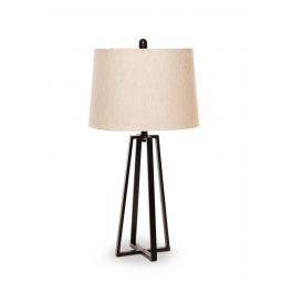 Set of Two 29" Black Metal Standard Table Lamps With beige Shade