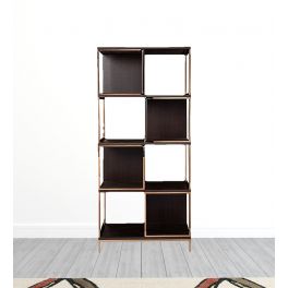 72" Brown Manufactured Wood Geometric Four Tier Etagere Bookcase