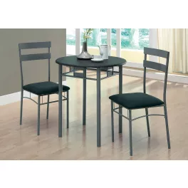 Foam MDF silver metal dining set with chairs and rectangular wood table on flooring