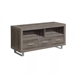 hollow core metal tv stand with drawers and wood finish