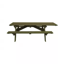 Green Solid Wood Outdoor Picnic Table Umbrella Hole