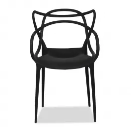 22" Black Heavy Duty Plastic Indoor Outdoor Dining Chair