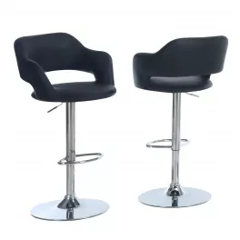 Low back bar height chair in white with electric blue line and rectangle design