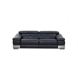 Black silver Italian leather sofa with modern design elements