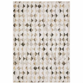 power loom stain resistant area rug with brown beige pattern