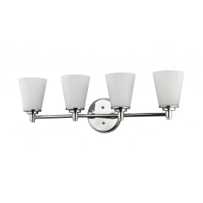 Four Light Silver Wall Light with Frosted Glass Shade