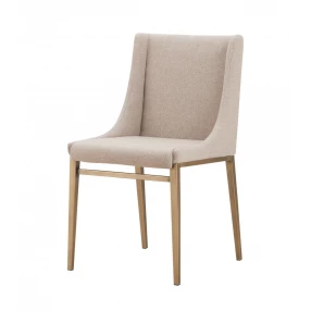 Set of Two Beige Brass Contemporary Dining Chairs