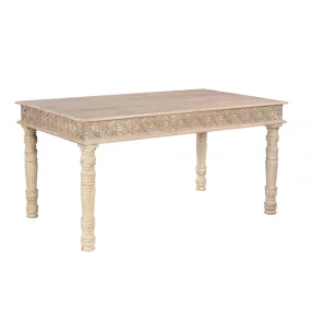60" White Solid Wood Dining Table